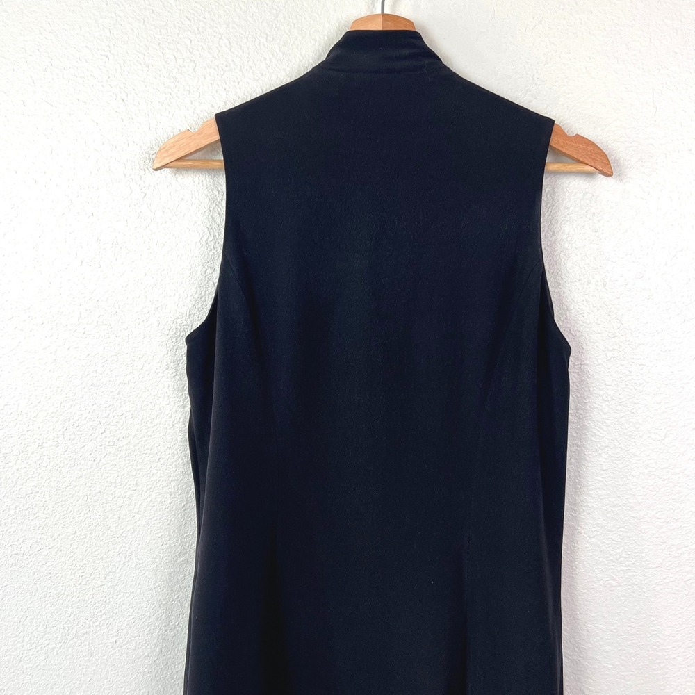 Carlisle Black 100% Silk Mandarin Collar Frog Button Sleeveless Midi Dress 10 - Picture 9 of 11